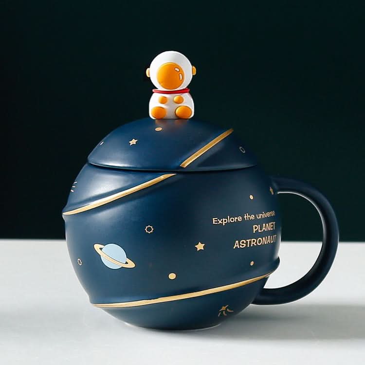 Starry Ceramic Mug With Lid & Spoon
