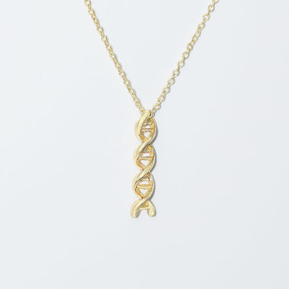DNA molecular spiral pendant necklace, close-up