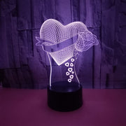 Loving Heart With Rose Name 3D Effect Optical Illusion Table Lamp