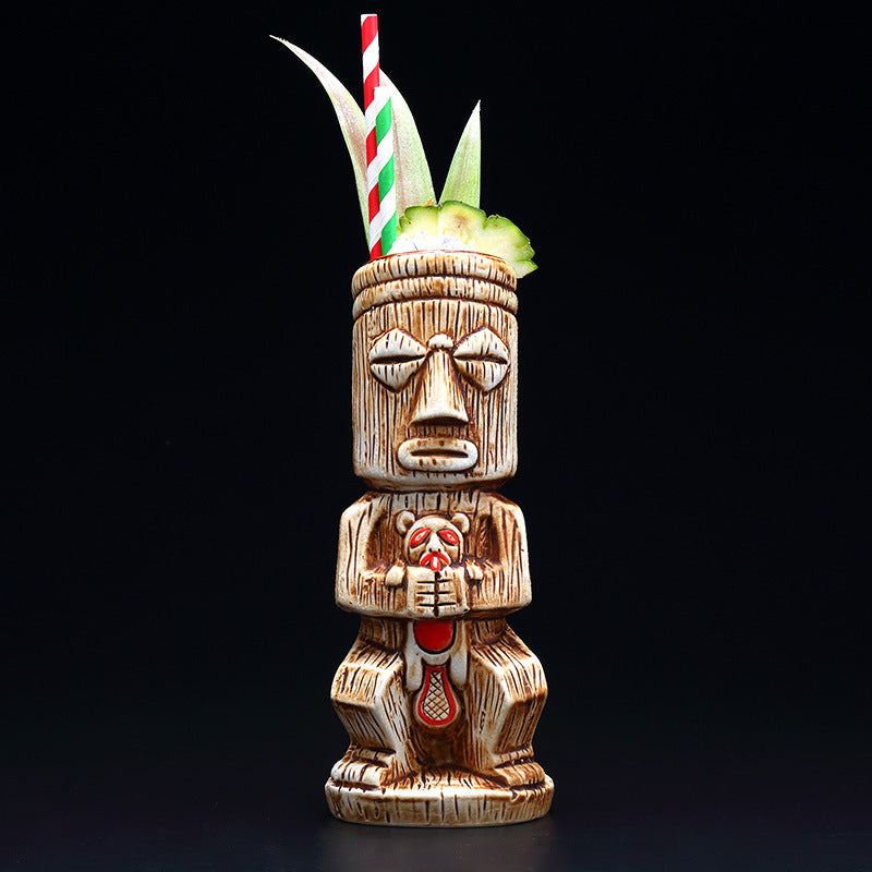 Elegant Tiki Ceramic Cocktail Glass lifestyle
