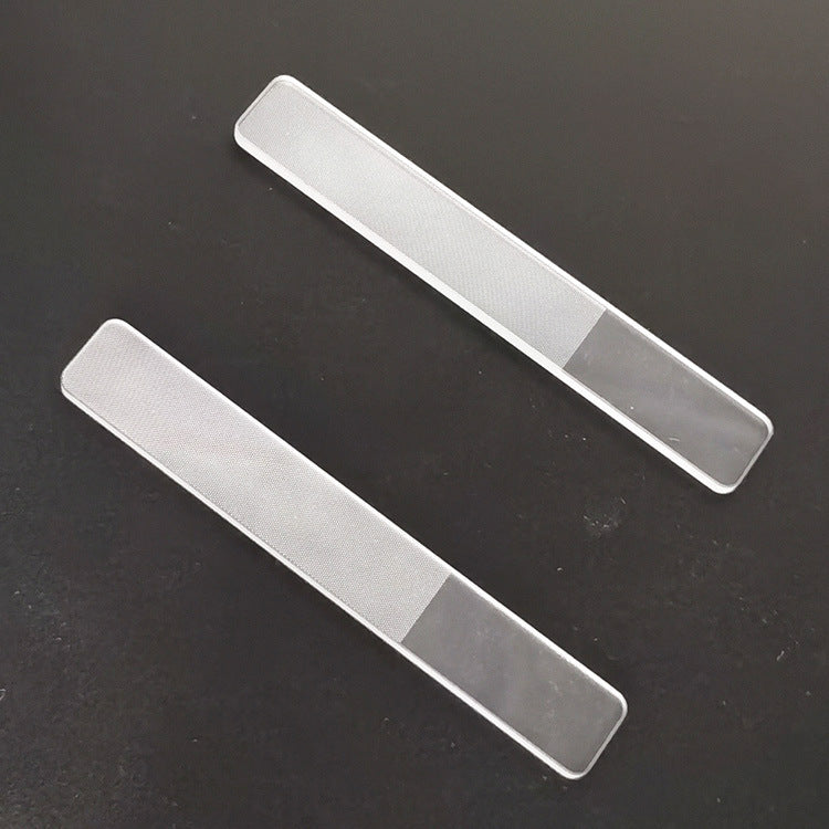 Glass nail file with etched filing area