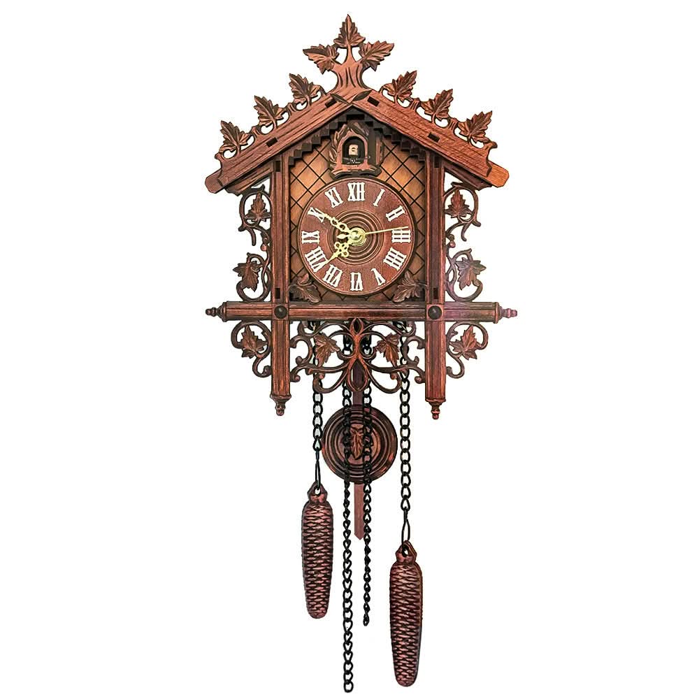 Vintage Wood-Look Hanging Cuckoo Wall Clock
