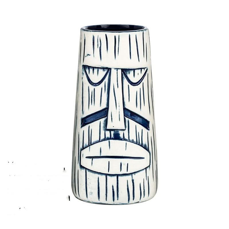 Mug Tiki en céramique à visage humain, chope à bière/vin en porcelaine, verre à cocktail zombie de l'île de Pâques, Hawaï