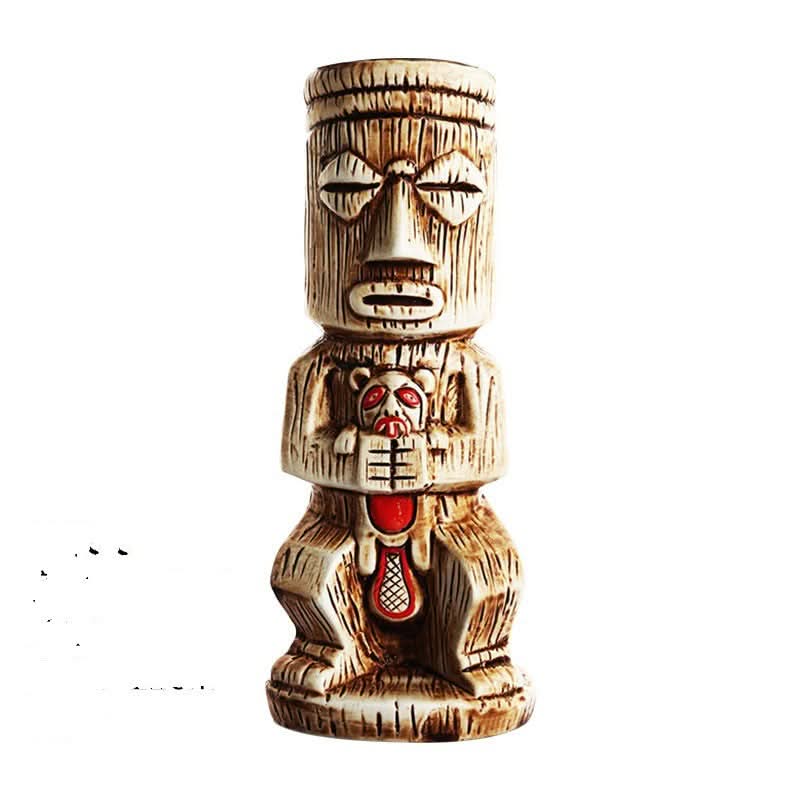 Mug Tiki en céramique à visage humain, chope à bière/vin en porcelaine, verre à cocktail zombie de l'île de Pâques, Hawaï