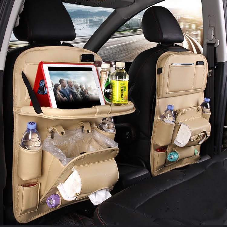 Auto-Aufbewahrungstasche aus PU-Leder, multifunktionale Sitzlehnenablage, wasserdichte Auto-Organizer-Tasche, Kfz-Innenausstattung