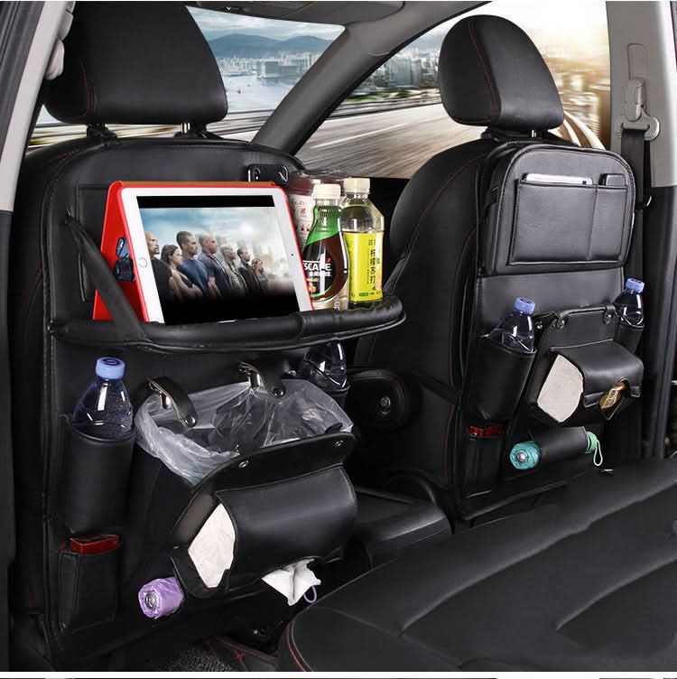 Auto-Aufbewahrungstasche aus PU-Leder, multifunktionale Sitzlehnenablage, wasserdichte Auto-Organizer-Tasche, Kfz-Innenausstattung