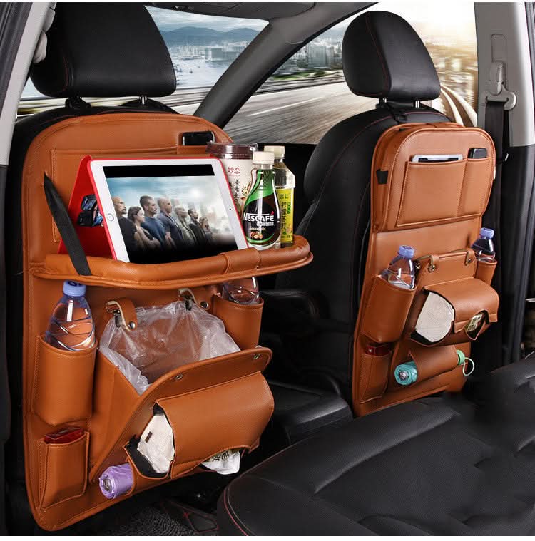 Auto-Aufbewahrungstasche aus PU-Leder, multifunktionale Sitzlehnenablage, wasserdichte Auto-Organizer-Tasche, Kfz-Innenausstattung