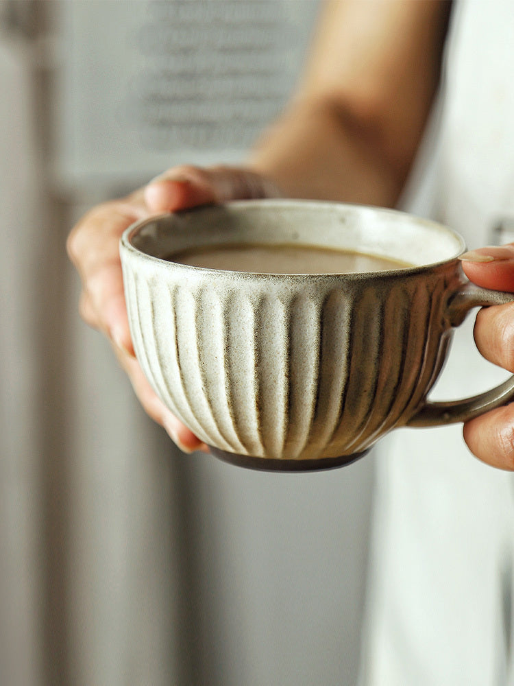 Vintage Creative Rough Pottery Water Cup Mug Mug Cup, Flower Cup, Latte Big Breakfast Cup, Dessert Coffee Cup