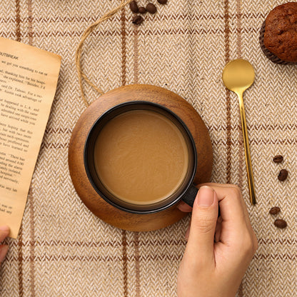 Ceramic Coffee Cup With Base Black Frosted Mug