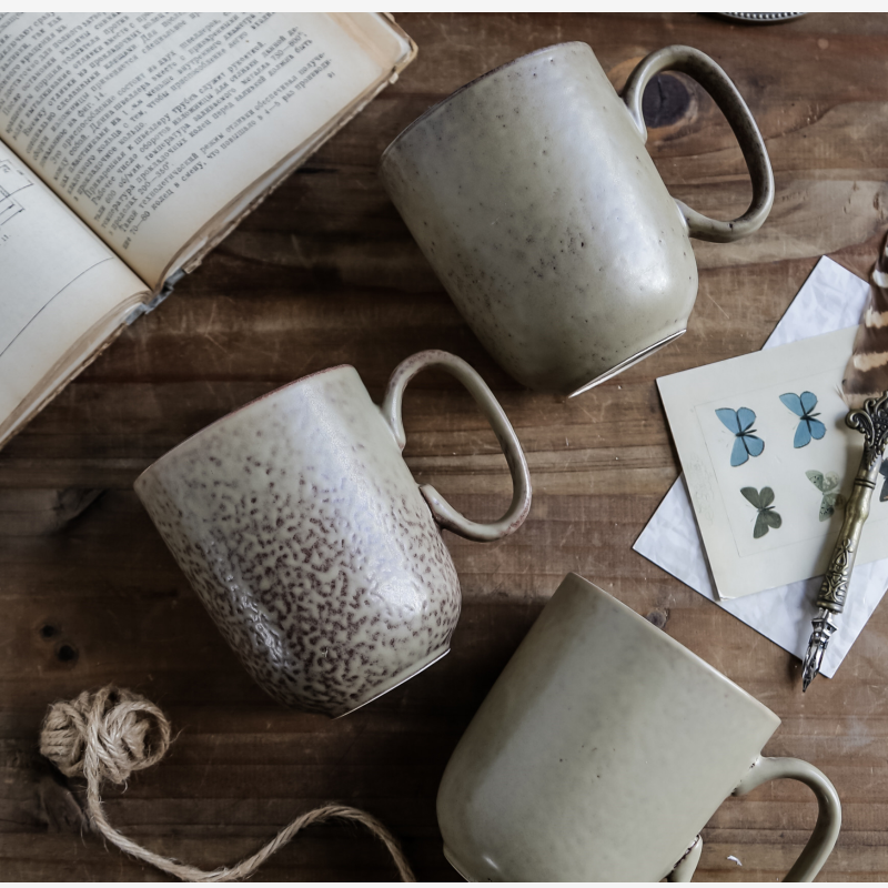 Simple retro ceramic mug lifestyle shot