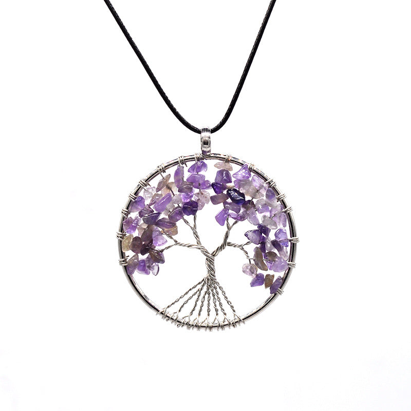Tree of Life necklace with amethyst style cord