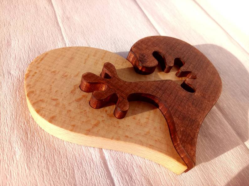 Wooden Heart Love Desktop Ornament