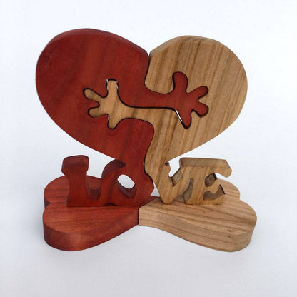 Wooden Heart Love Desktop Ornament detail