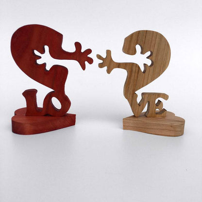 Wooden Heart Love Desktop Ornament side view