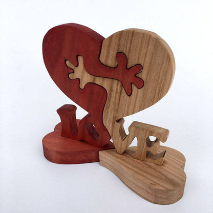 Wooden Heart Love Desktop Ornament on desk