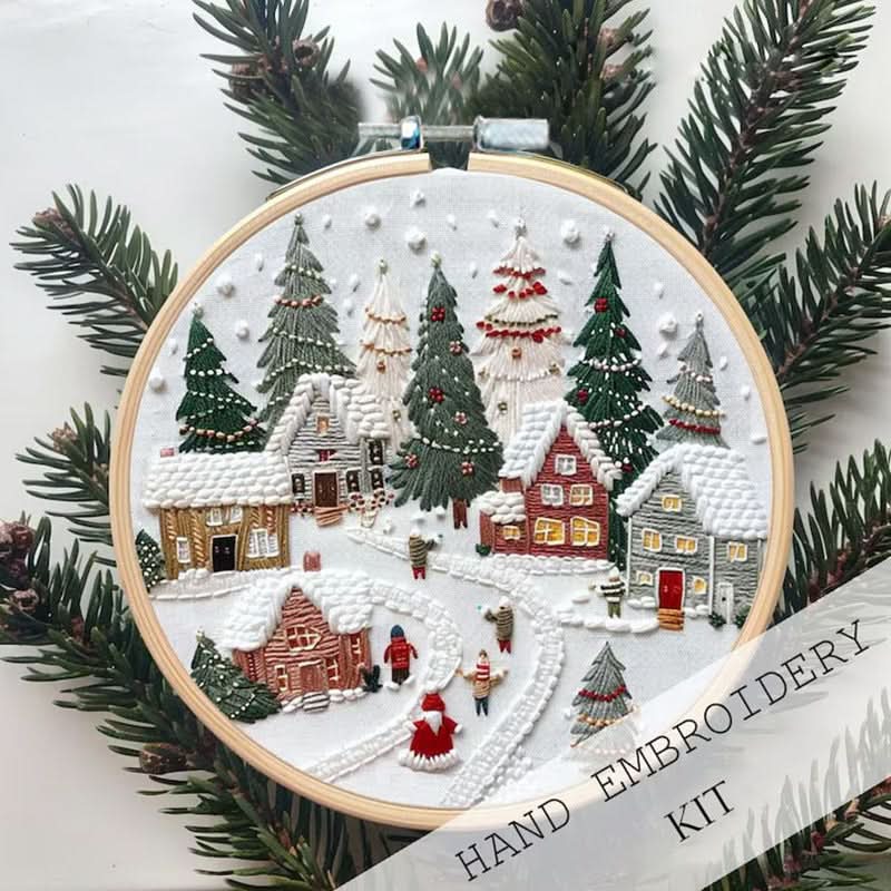 Materialpaket für ein besticktes Weihnachts-Set