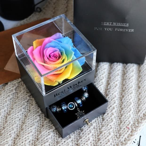 Eternal Rose and Carnation Flower Jewelry Box– A Timeless Symbol of Love