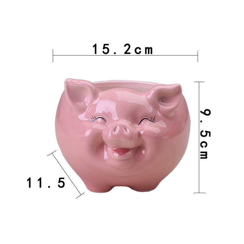 Ceramic animal flower pot color variants