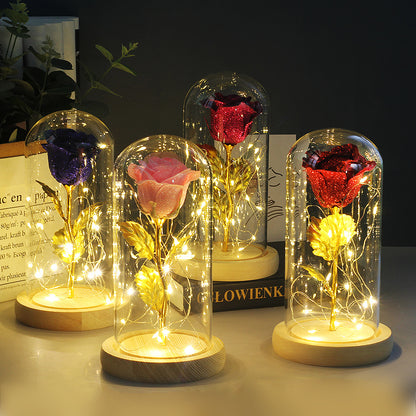 Eternal Rose LED Light in Glass Dome detail