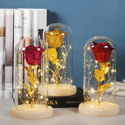 Eternal Rose LED Light in Glass Dome side view