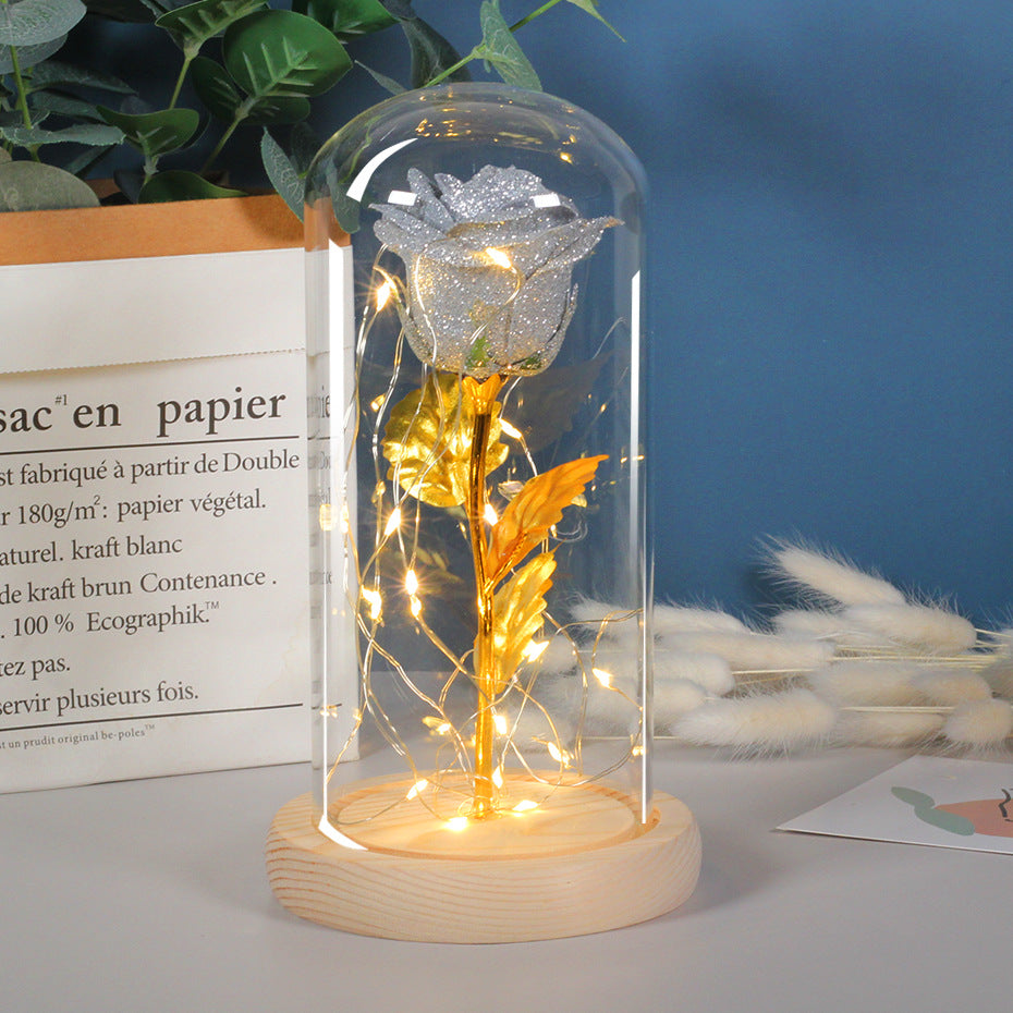 Eternal Rose LED Light in Glass Dome packaging