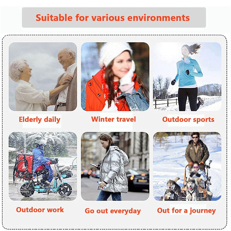 USB heated jacket being worn outdoors in winter conditions