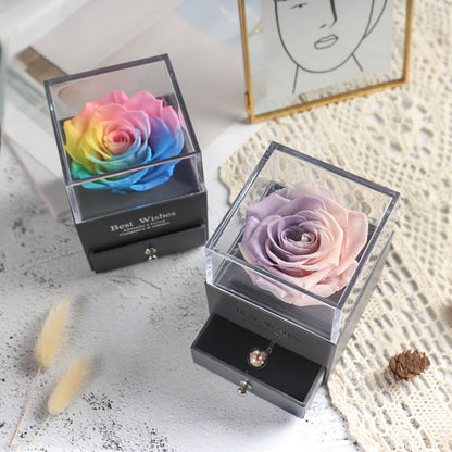 Eternal Rose and Carnation Flower Jewelry Box