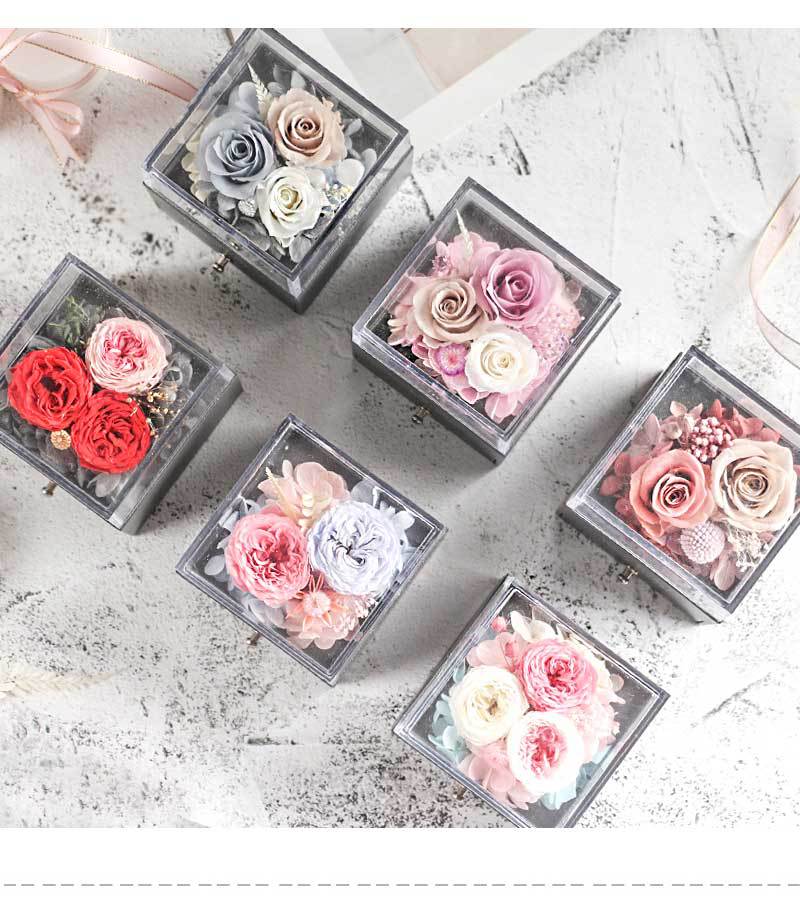 Eternal Rose and Carnation Flower Jewelry Box gift