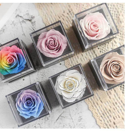 Eternal Rose and Carnation Flower Jewelry Box packaging