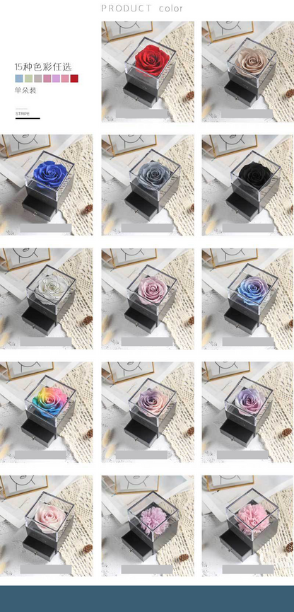Eternal Rose and Carnation Flower Jewelry Box size