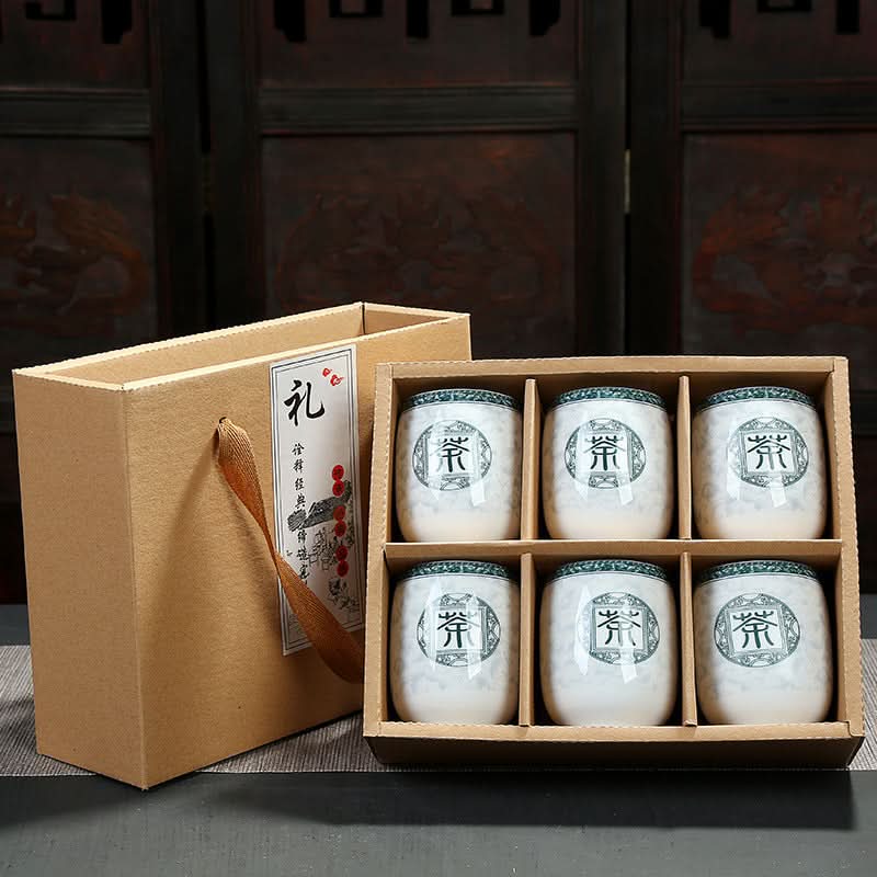 Japanese-Style Porcelain Cup Gift Box Set