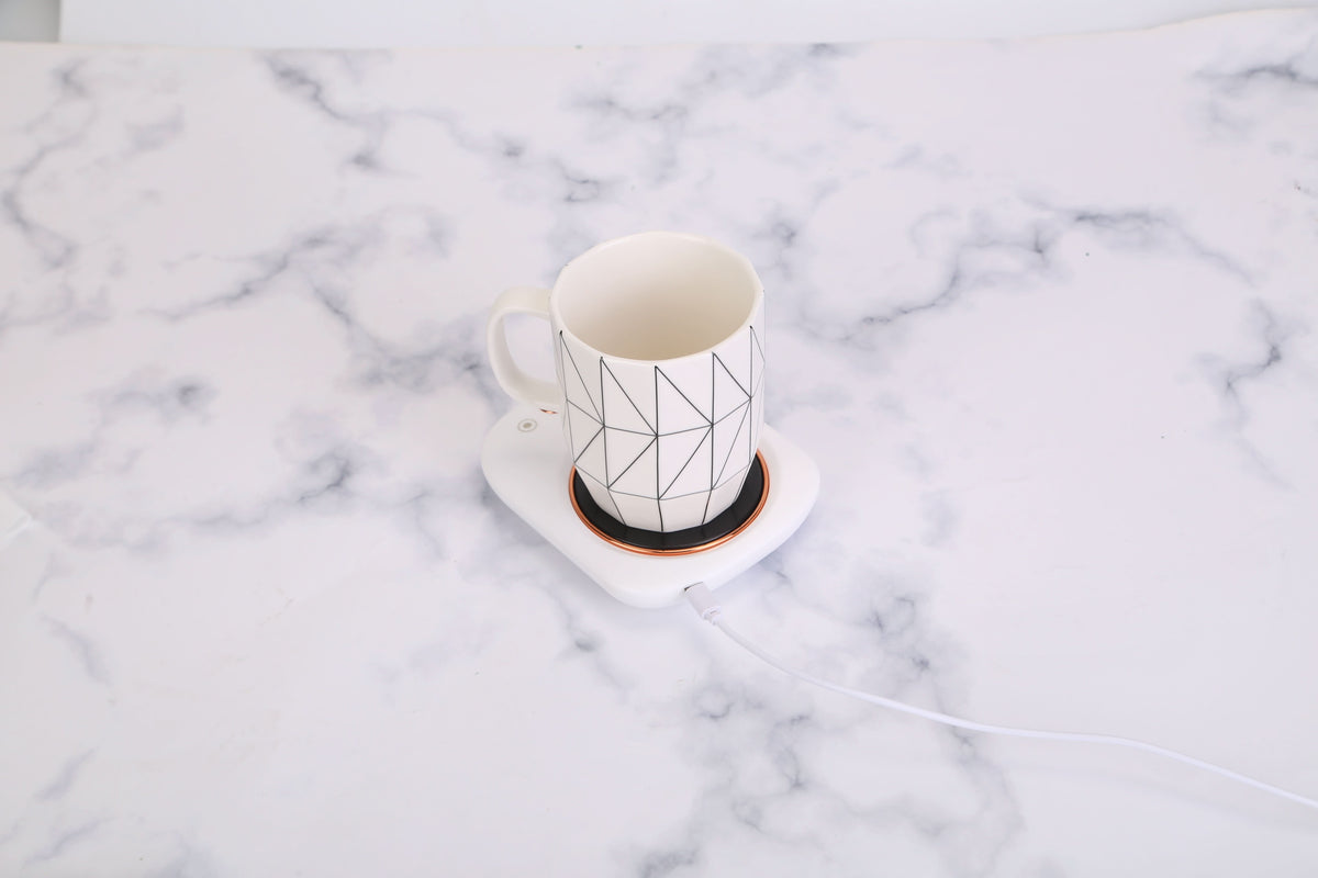 3 couleurs au choix -- Chauffe-tasse électrique de bureau avec arrêt automatique, compatible USB, pour thé, lait et autres boissons. 3 réglages de température.