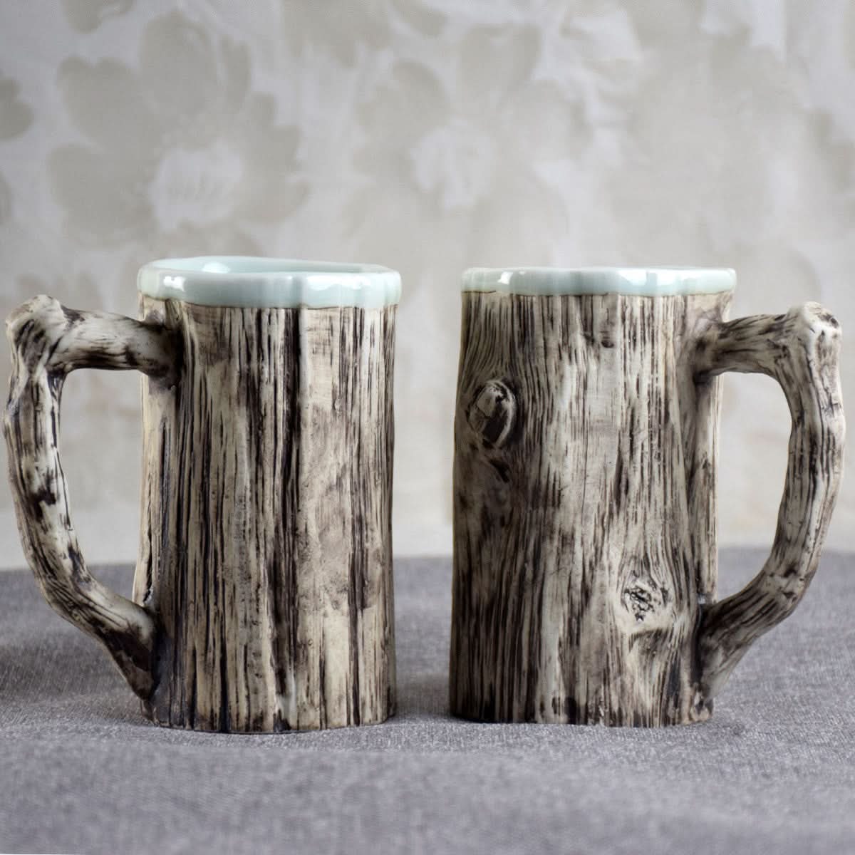 Textured Bark-Design Ceramic Mug