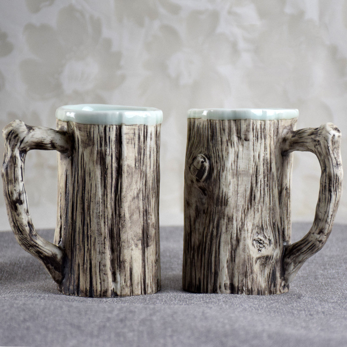 Textured Bark-Design Ceramic Mug detail