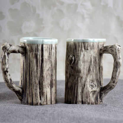 Textured Bark-Design Ceramic Mug detail
