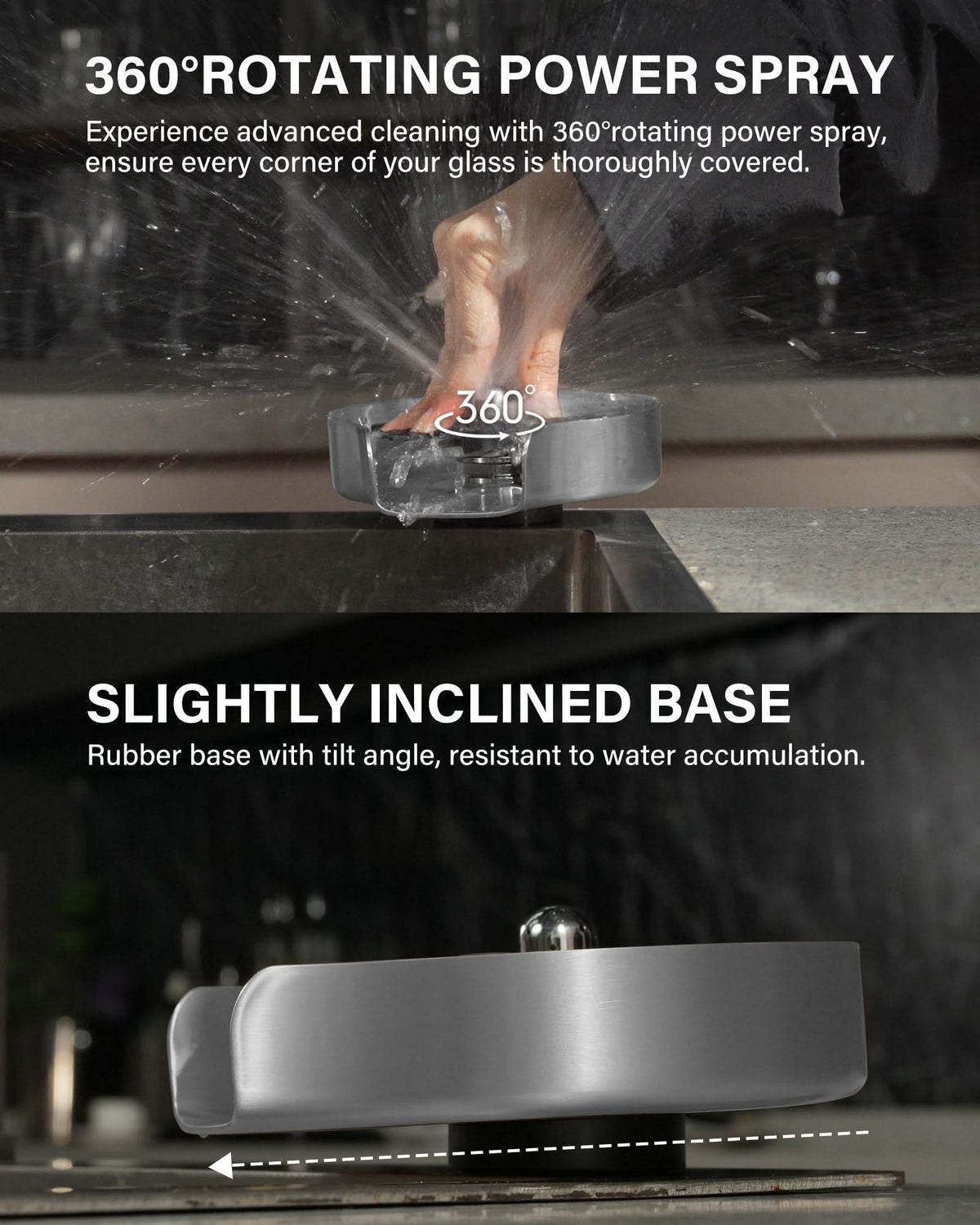 360° Rotating High-Pressure Glass Rinser for Kitchen Sink