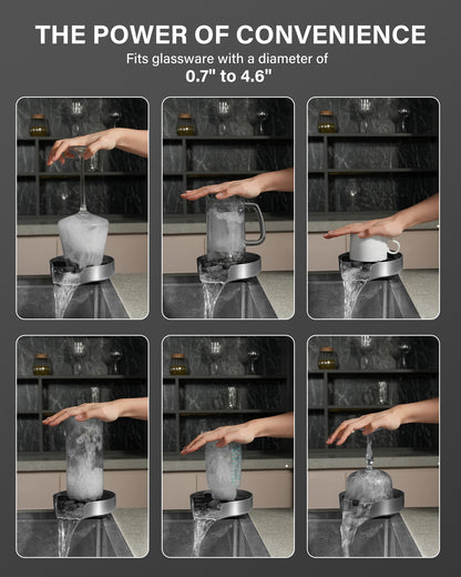 PIPPONER Glasspüler für Küchenspülen, verbesserte 360°-Drehung mit Hochdruckdüse, 5-Zoll-Edelstahl-Becherspüler, Becherspüler-Aufsatz für den privaten und gewerblichen Gebrauch