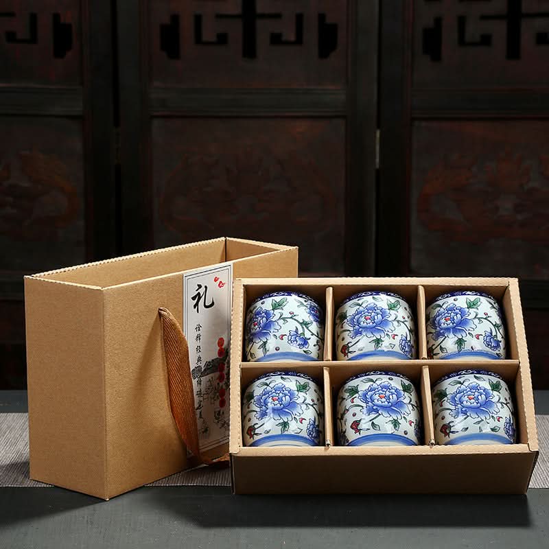 Japanese-Style Porcelain Cup Gift Box Set