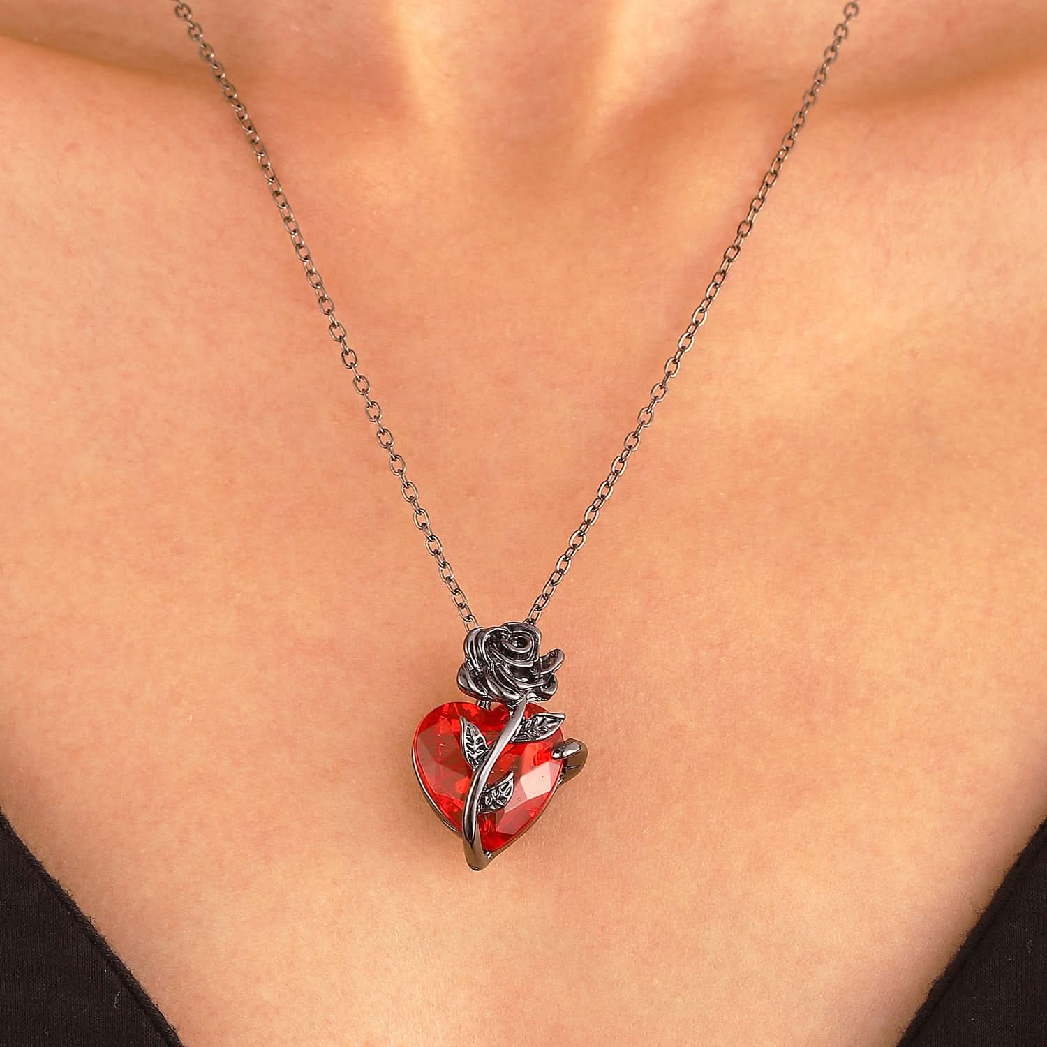Punk-Rosen-Liebeskette, modische, herzförmige Schlüsselbeinkette mit Anhänger – perfekt für den Valentinstag