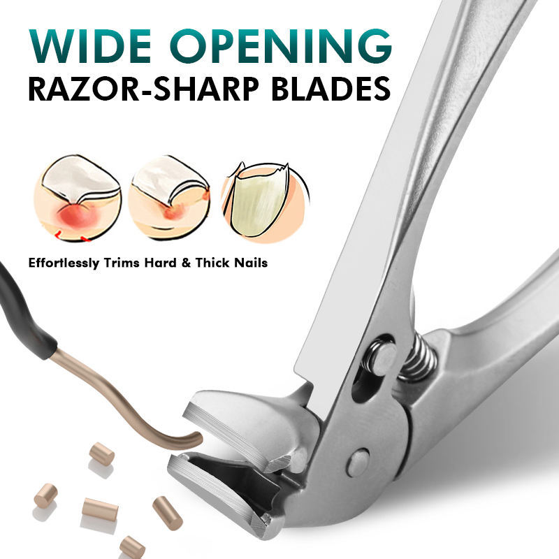 Curved Stainless Steel Large-Opening Nail Clippers With Splash Guard