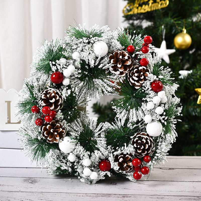 Handmade Simulation Of Christmas Wreath Hanging On The Door