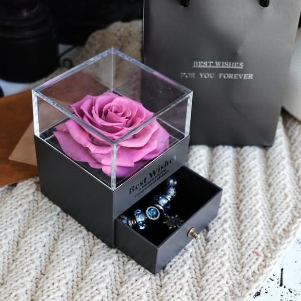 Eternal Rose and Carnation Flower Jewelry Box– A Timeless Symbol of Love