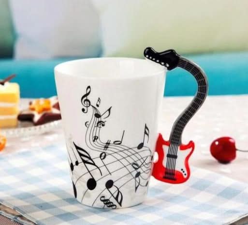 Musical Coffee Mug with saxophone handle