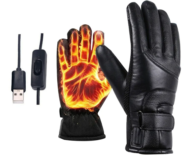 USB Heated Gloves - Black, front view