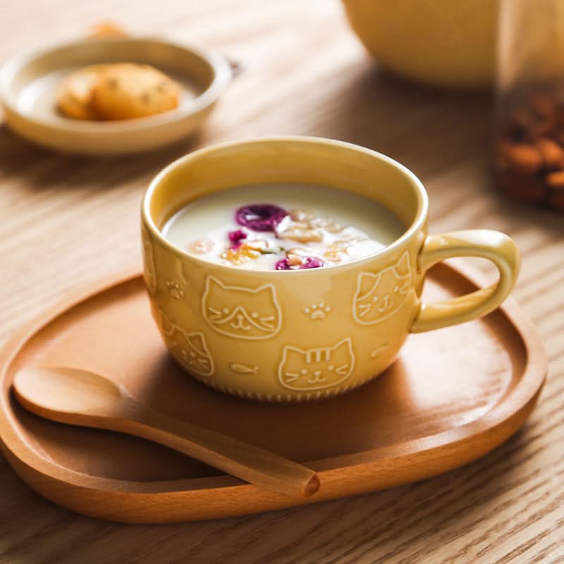 Japanese-Style Ceramic Cat Mugs