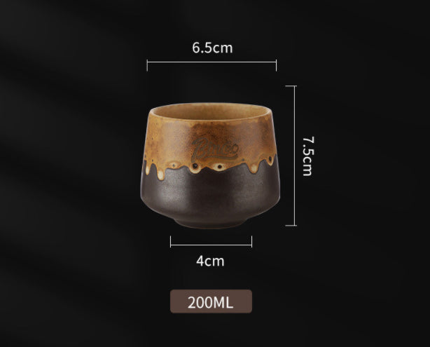 Retro ceramic espresso cup in glazed finish, front view