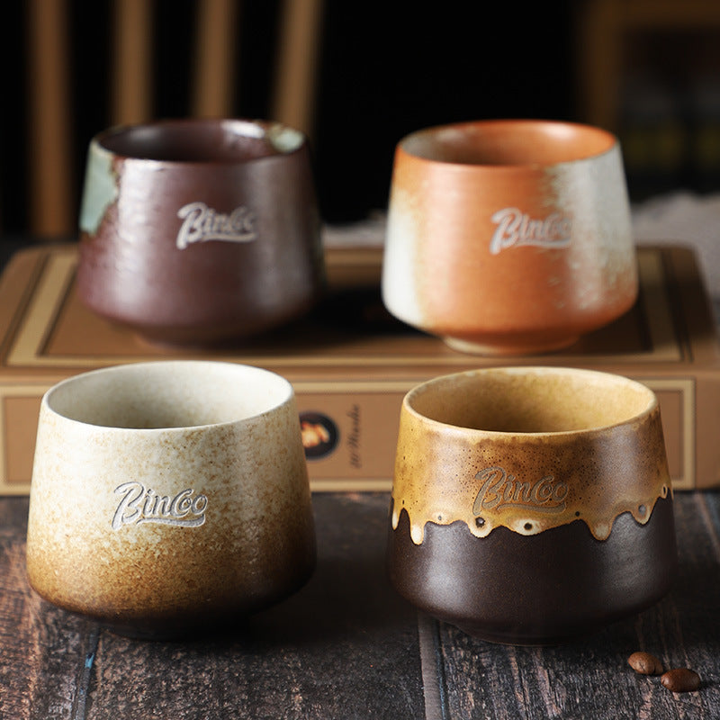 Retro ceramic espresso cup size and capacity detail