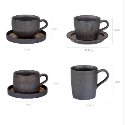 Handmade clay Japanese coffee cup size detail