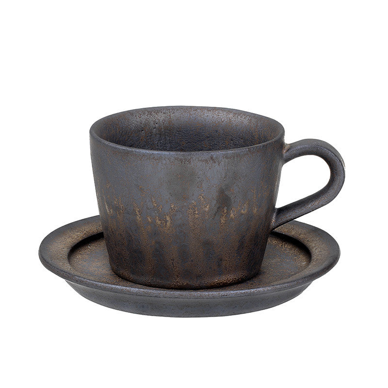 Japanese-style coffee cup with matching plate