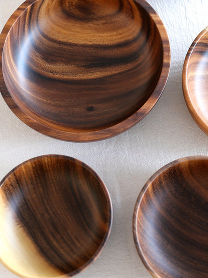 Wooden bowl on dining table